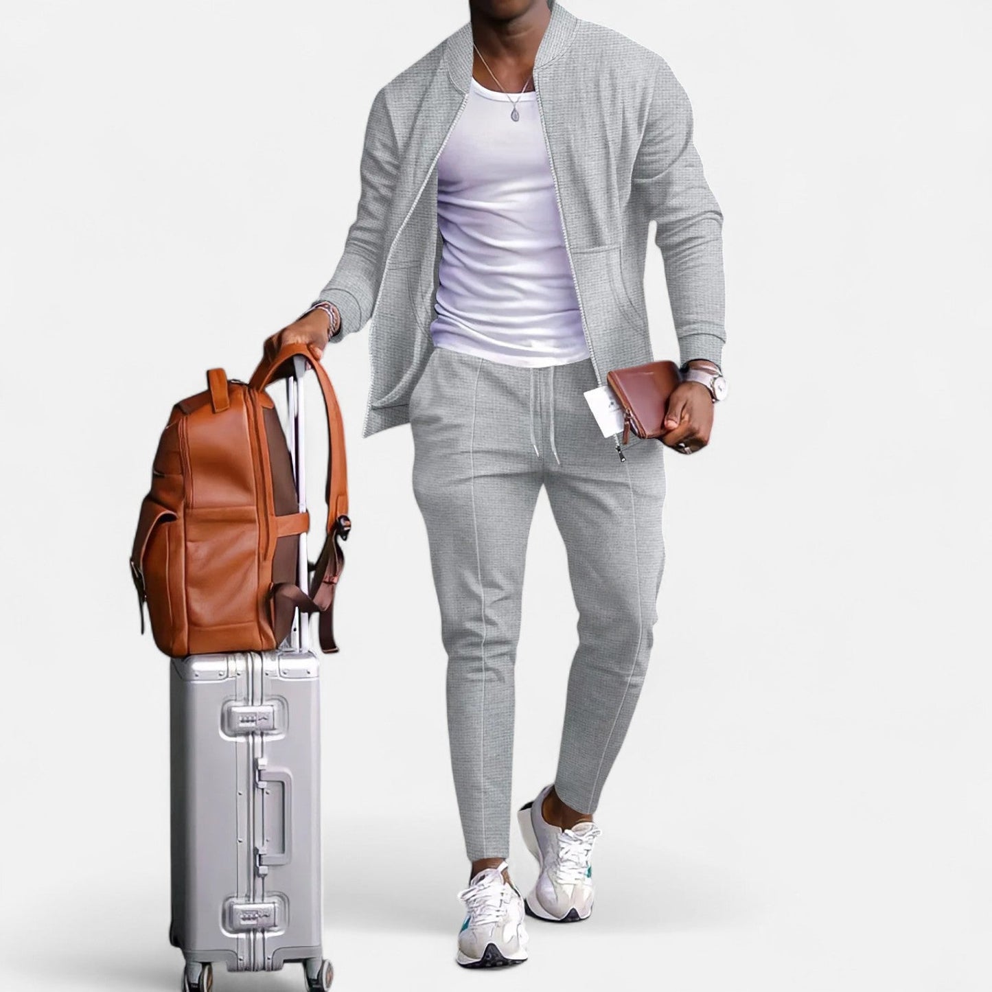 Lorovero | Men’s Long Sleeve Two-Piece Zipper Set – Relaxed Sophistication, All-Season Versatility