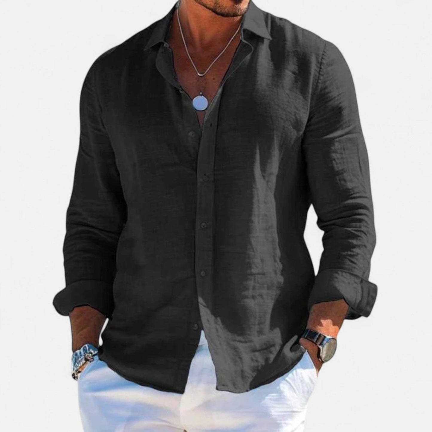 Lorovero | Men’s Cotton-Linen Casual Shirt – Effortless Comfort, Timeless Style
