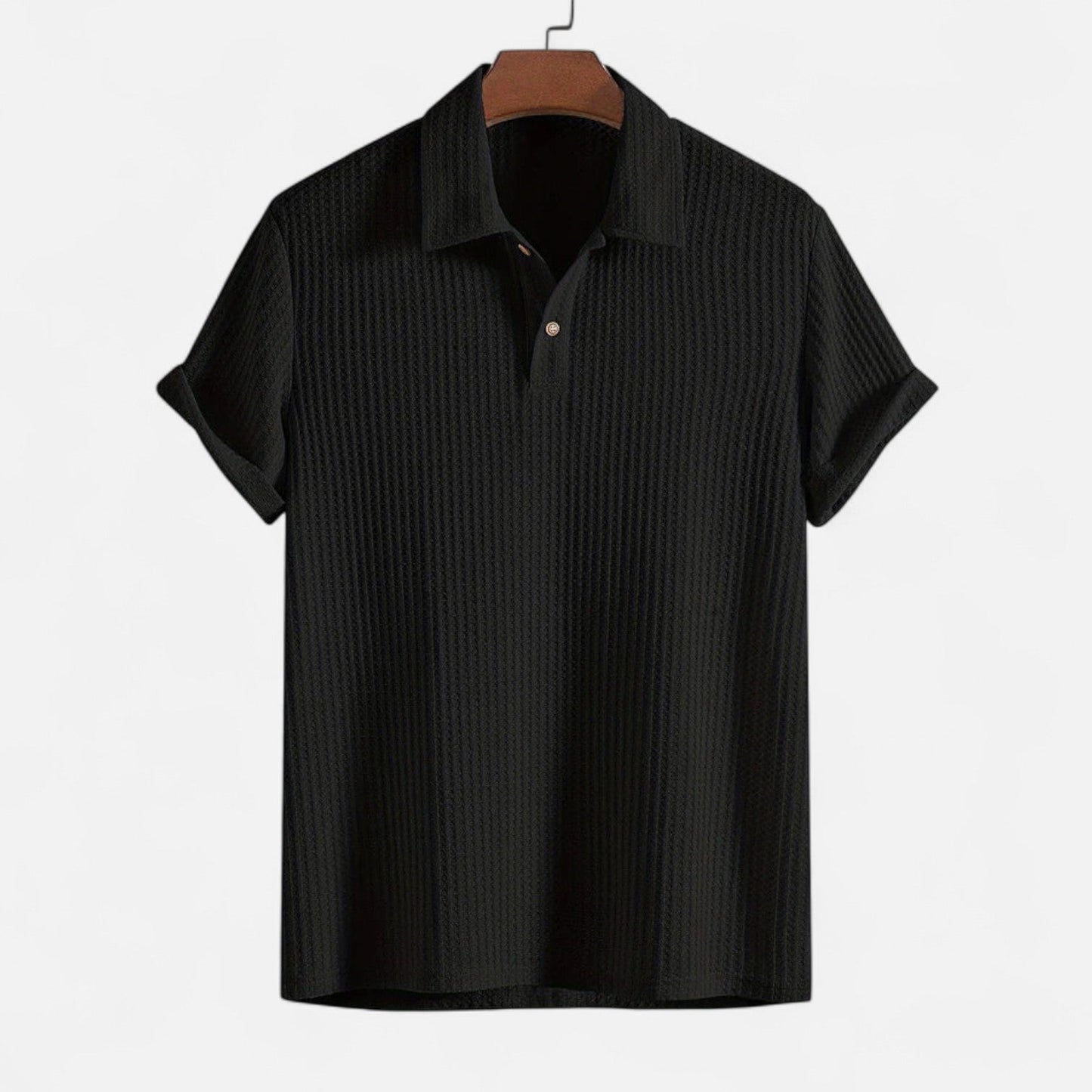 Lorovero Men’s Waffle Knit Polo Shirt – Elevated Texture, Supreme Flexibility