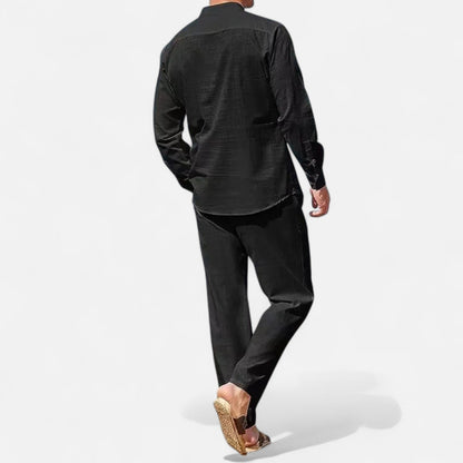 Lorovero | Men’s Long Sleeve Linen Two-Piece Set