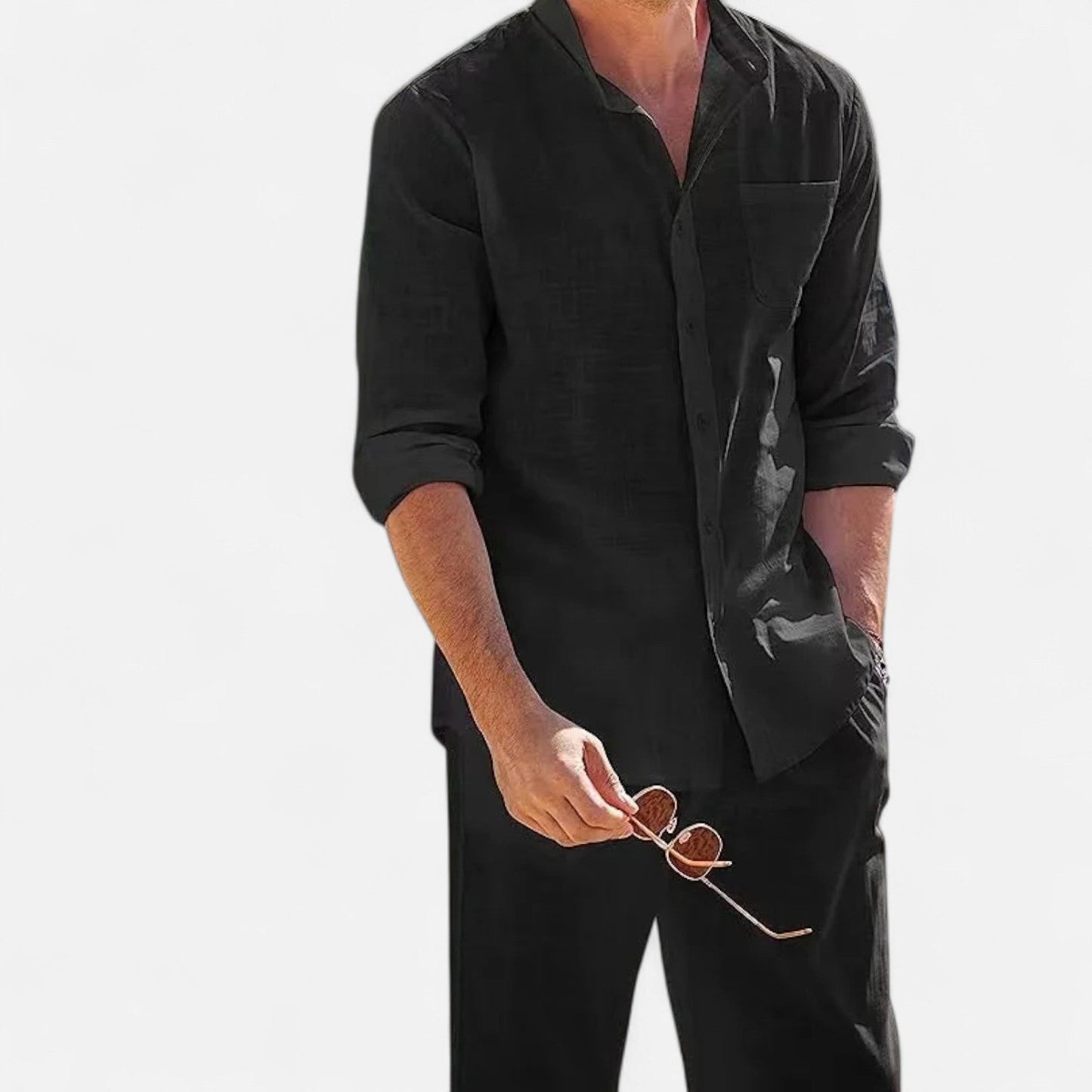 Lorovero | Men’s Long Sleeve Linen Two-Piece Set
