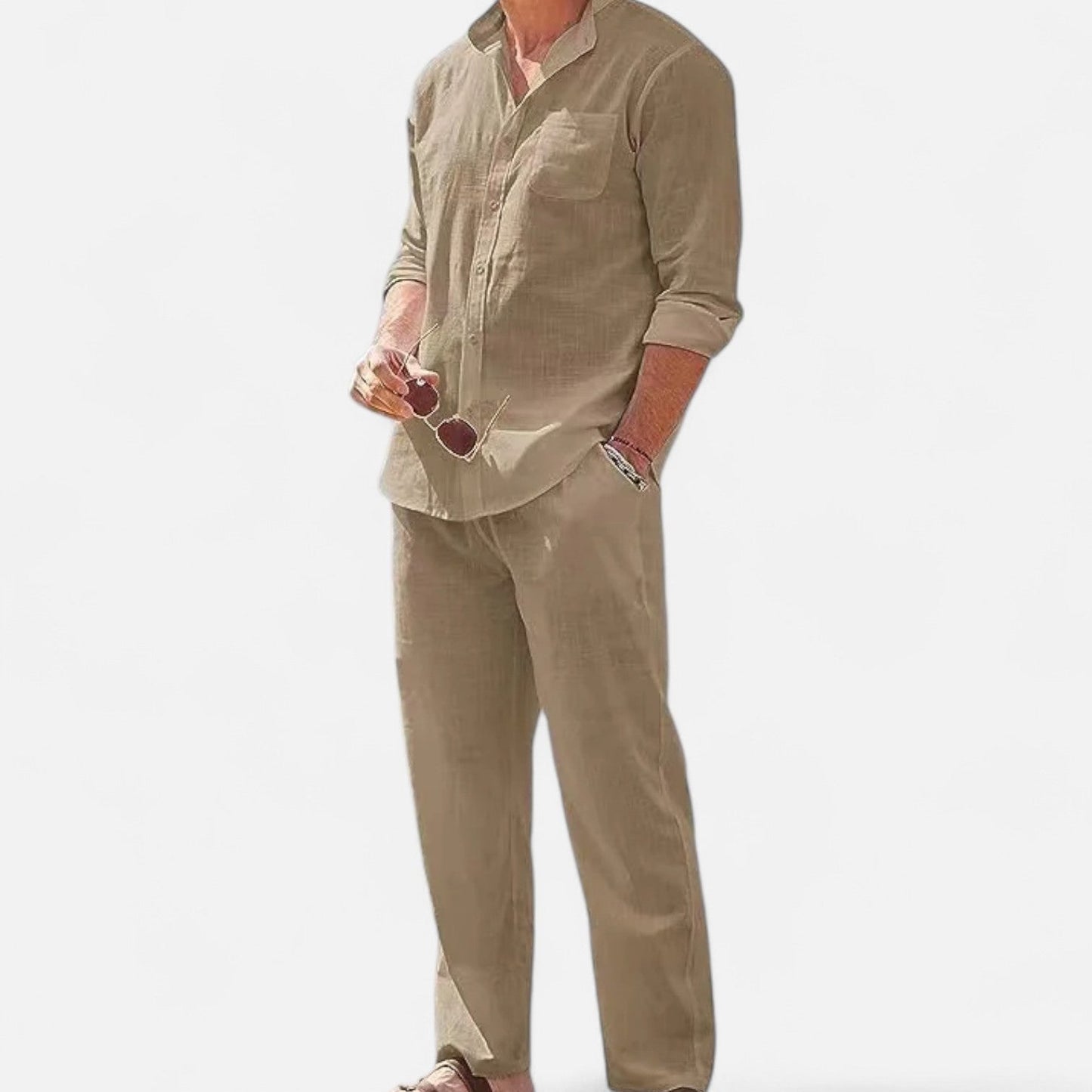 Lorovero | Men’s Long Sleeve Linen Two-Piece Set