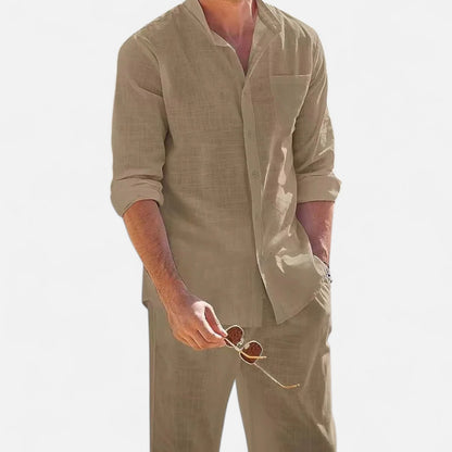 Lorovero | Men’s Long Sleeve Linen Two-Piece Set