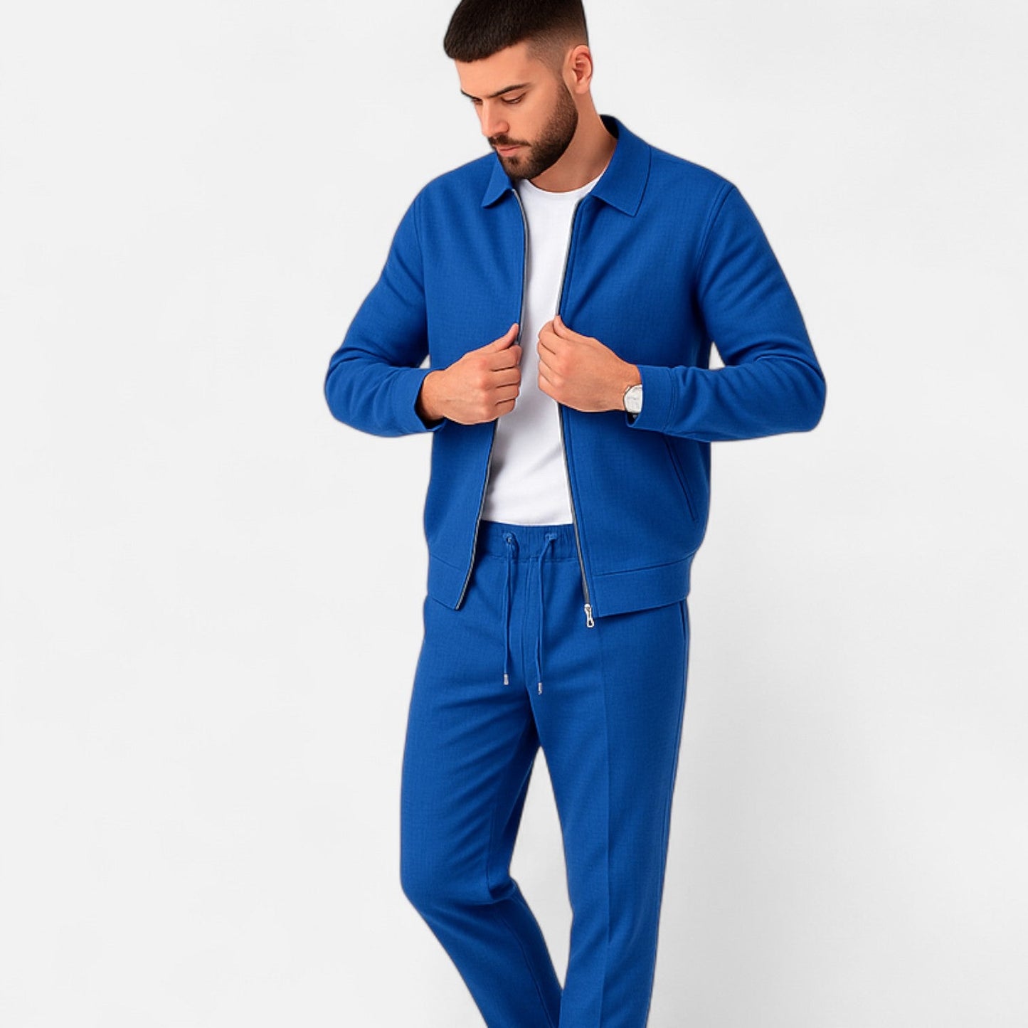 Lorovero | Men’s Long Sleeve Two-Piece Zipper Set – Relaxed Sophistication, All-Season Versatility