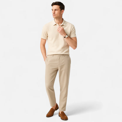 Lorovero Men’s Waffle Knit Polo Shirt – Elevated Texture, Supreme Flexibility