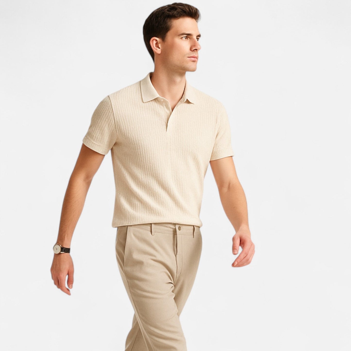 Lorovero Men’s Waffle Knit Polo Shirt – Elevated Texture, Supreme Flexibility