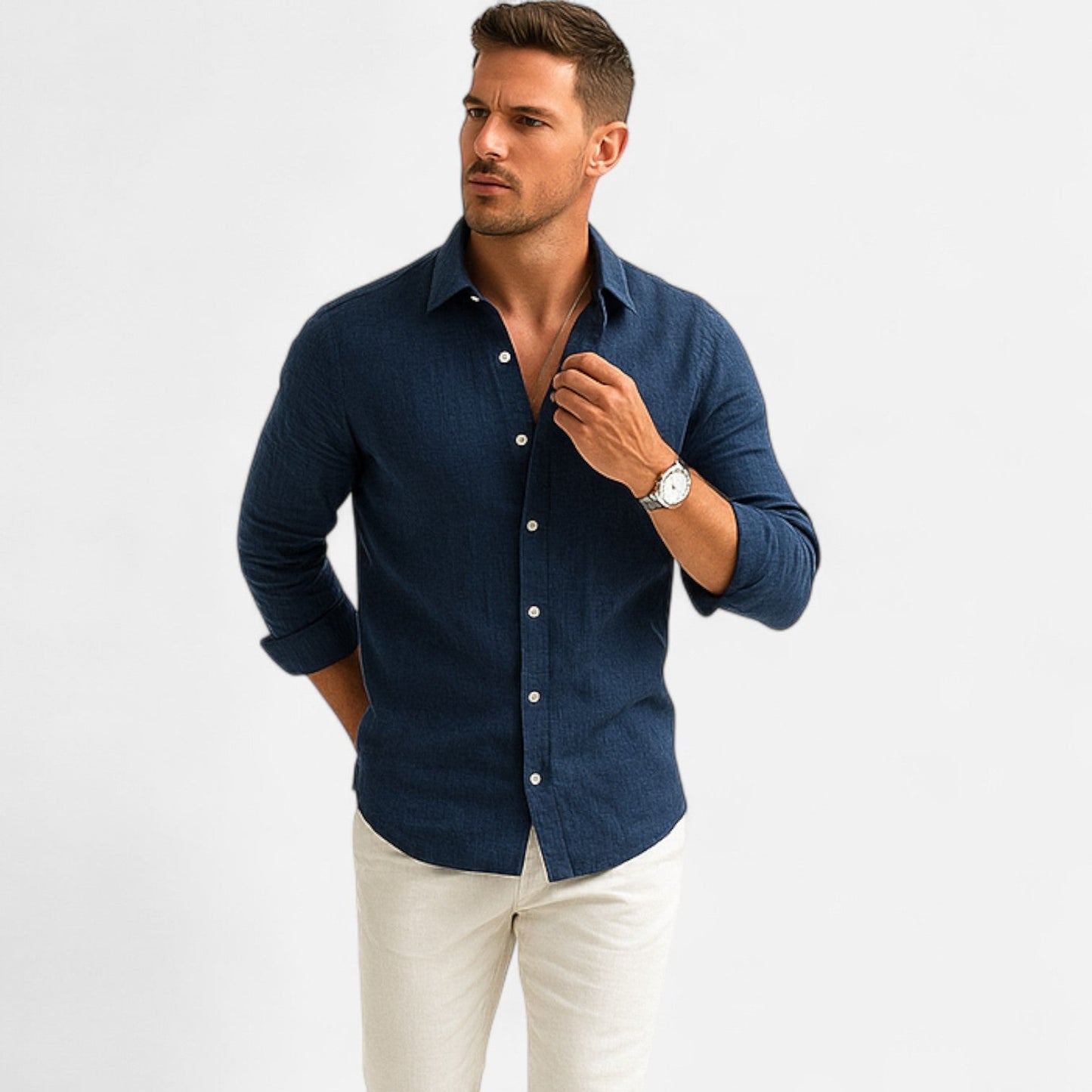Lorovero | Men’s Cotton-Linen Casual Shirt – Effortless Comfort, Timeless Style