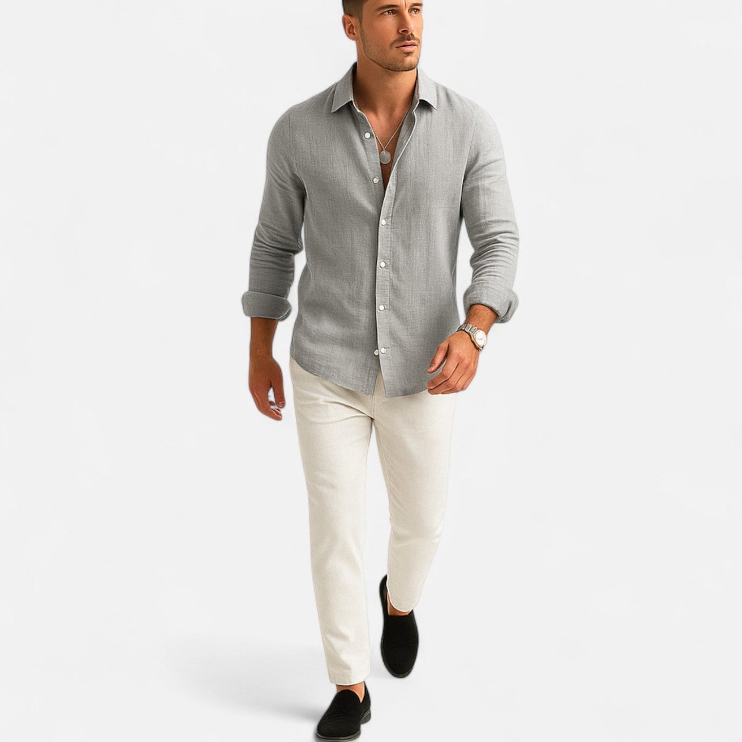 Lorovero | Men’s Cotton-Linen Casual Shirt – Effortless Comfort, Timeless Style