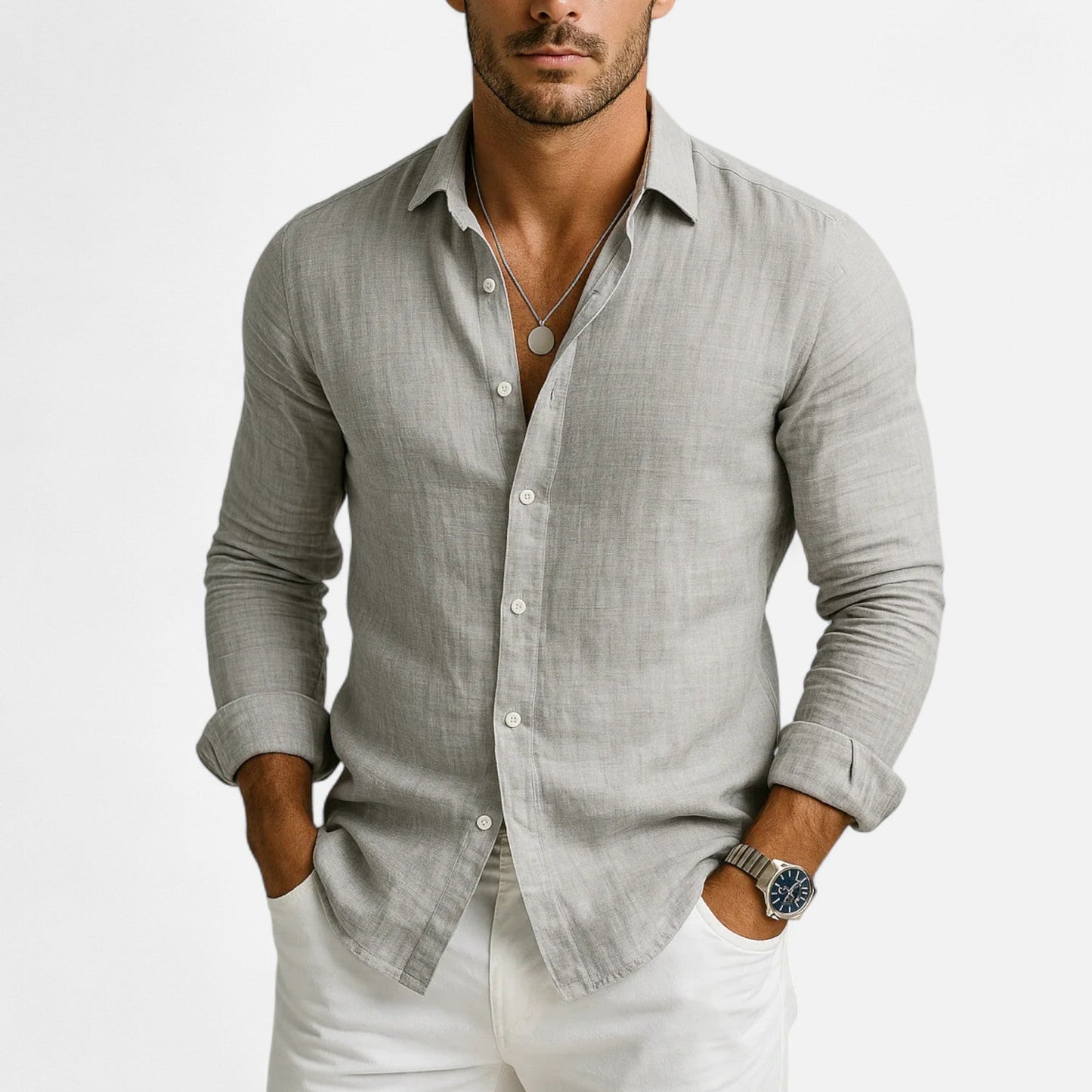 Lorovero | Men’s Cotton-Linen Casual Shirt – Effortless Comfort, Timeless Style