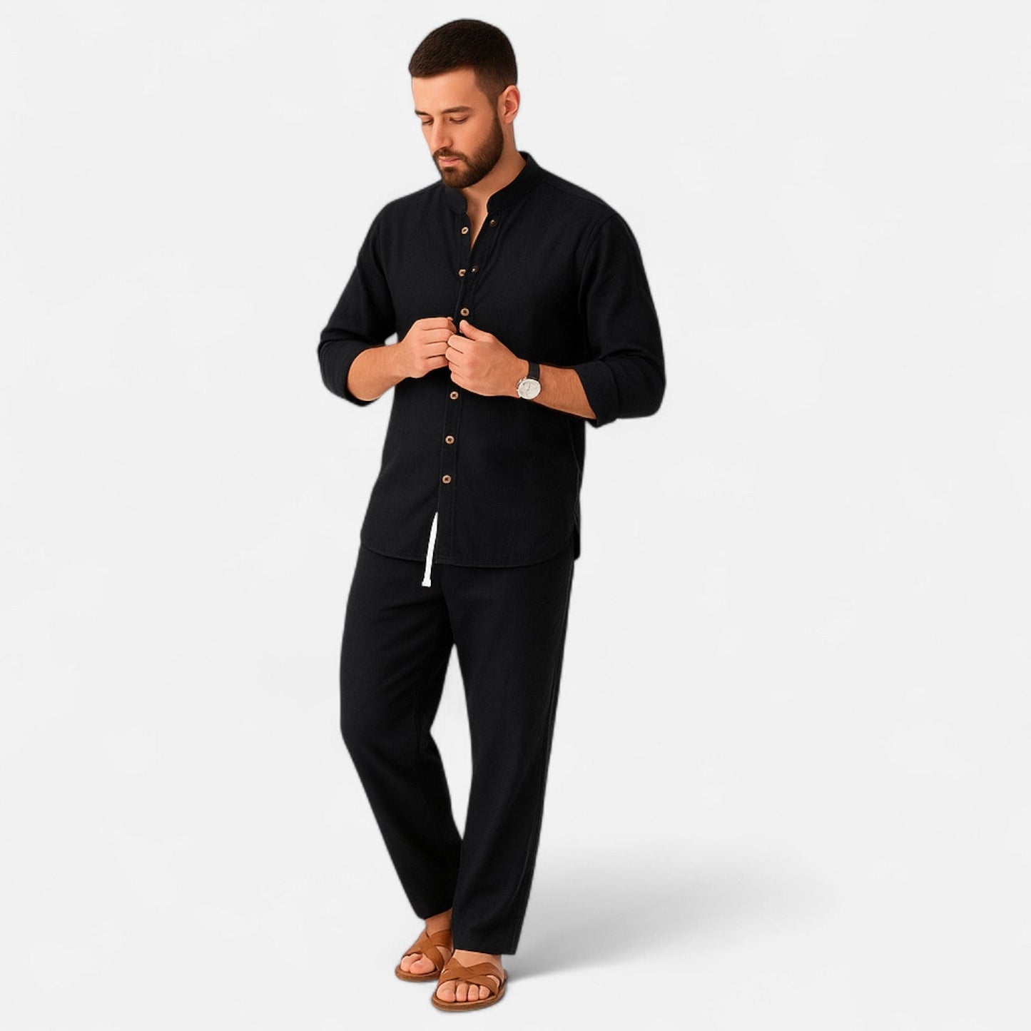Lorovero | Men’s Long Sleeve Two-Piece Set – Refined Comfort, Effortless Versatility