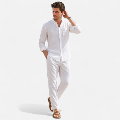 Lorovero | Men’s Long Sleeve Linen Two-Piece Set
