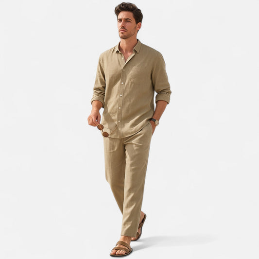 Lorovero | Men’s Long Sleeve Linen Two-Piece Set