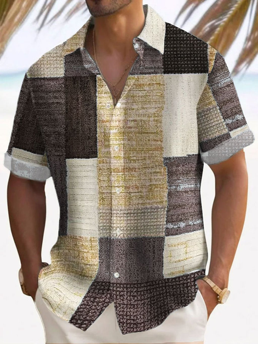 Lorovero |  Dave™ Breezy Patchwork Short Sleeve Shirt