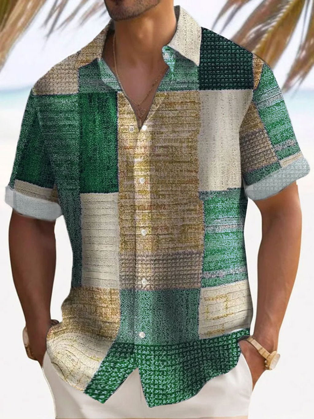 Lorovero |  Dave™ Breezy Patchwork Short Sleeve Shirt