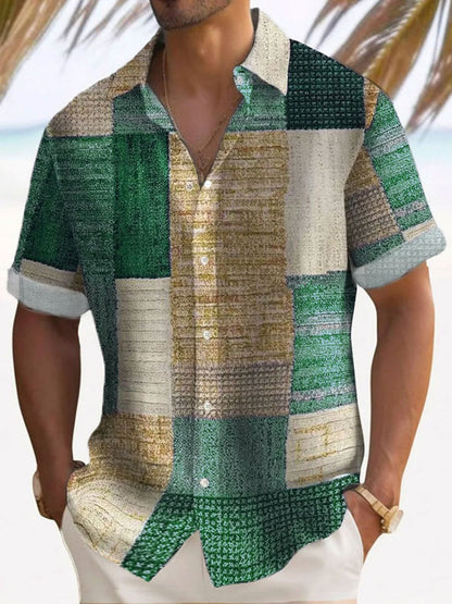 Lorovero |  Dave™ Breezy Patchwork Short Sleeve Shirt