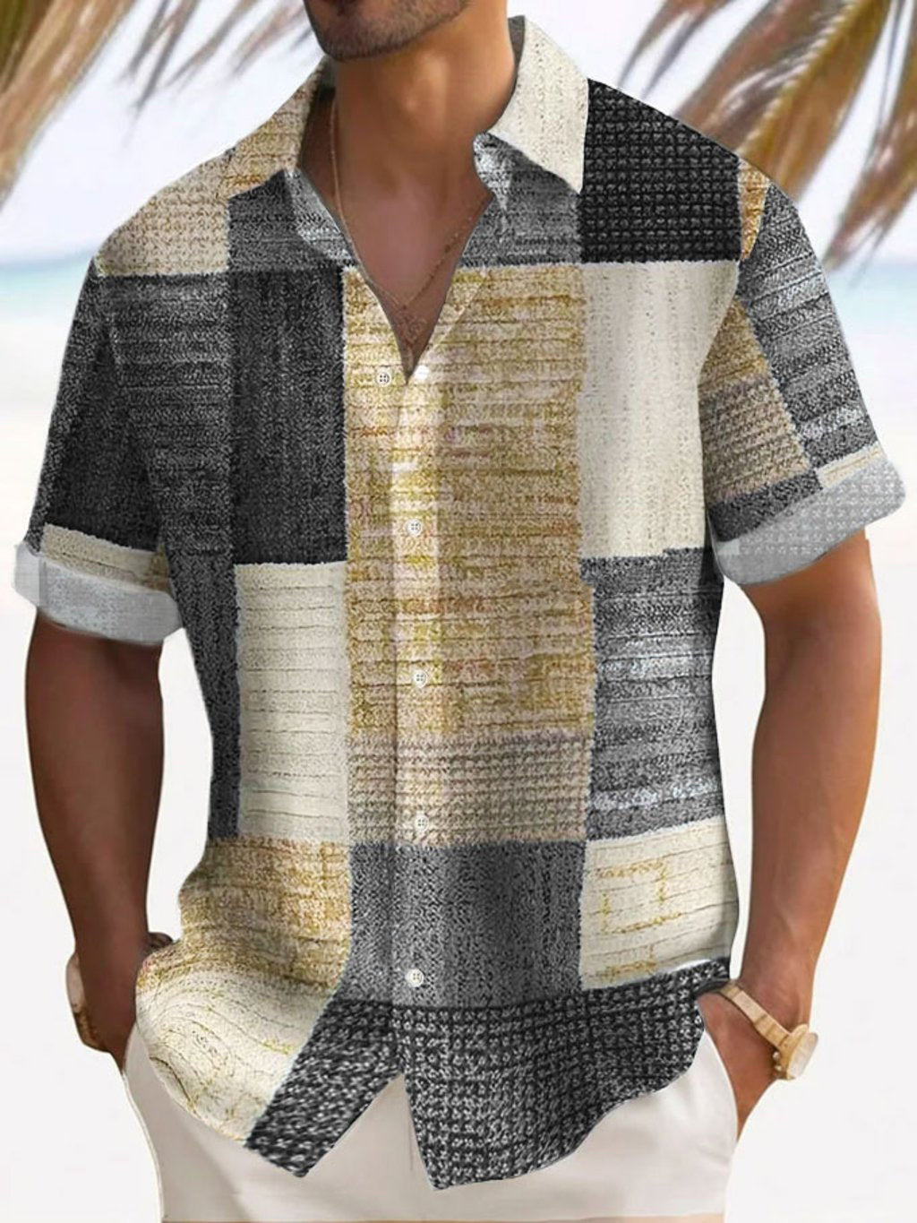 Lorovero |  Dave™ Breezy Patchwork Short Sleeve Shirt