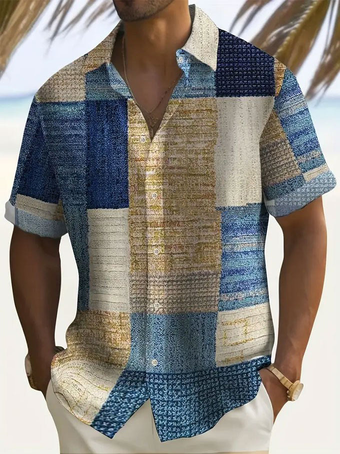 Lorovero |  Dave™ Breezy Patchwork Short Sleeve Shirt