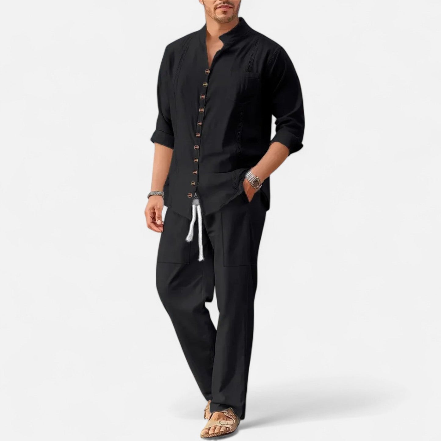 Lorovero | Men’s Long Sleeve Two-Piece Set – Refined Comfort, Effortless Versatility