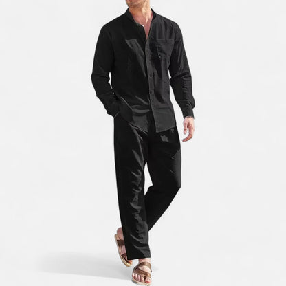 Lorovero | Men’s Long Sleeve Linen Two-Piece Set