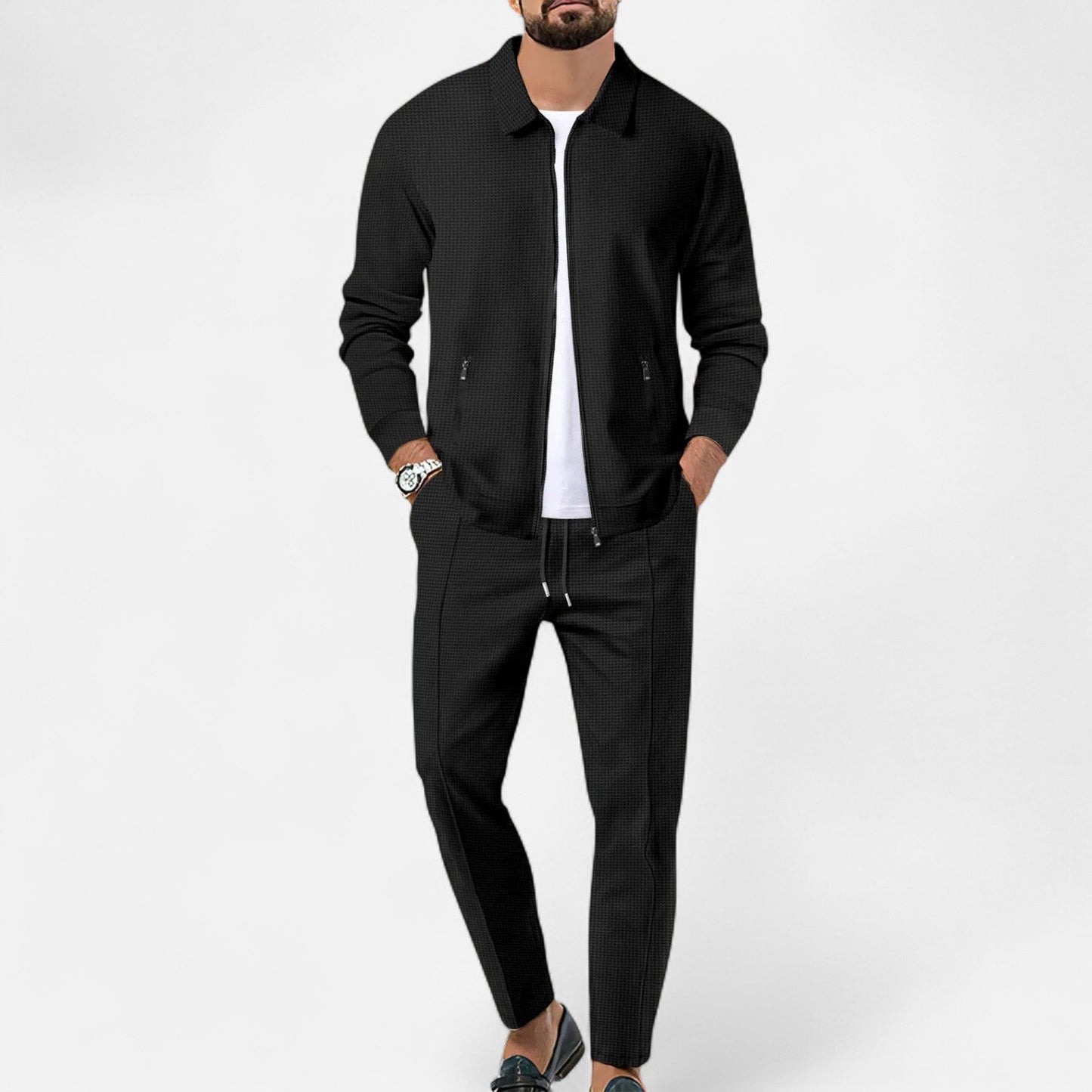 Lorovero | Men’s Long Sleeve Two-Piece Zipper Set – Relaxed Sophistication, All-Season Versatility
