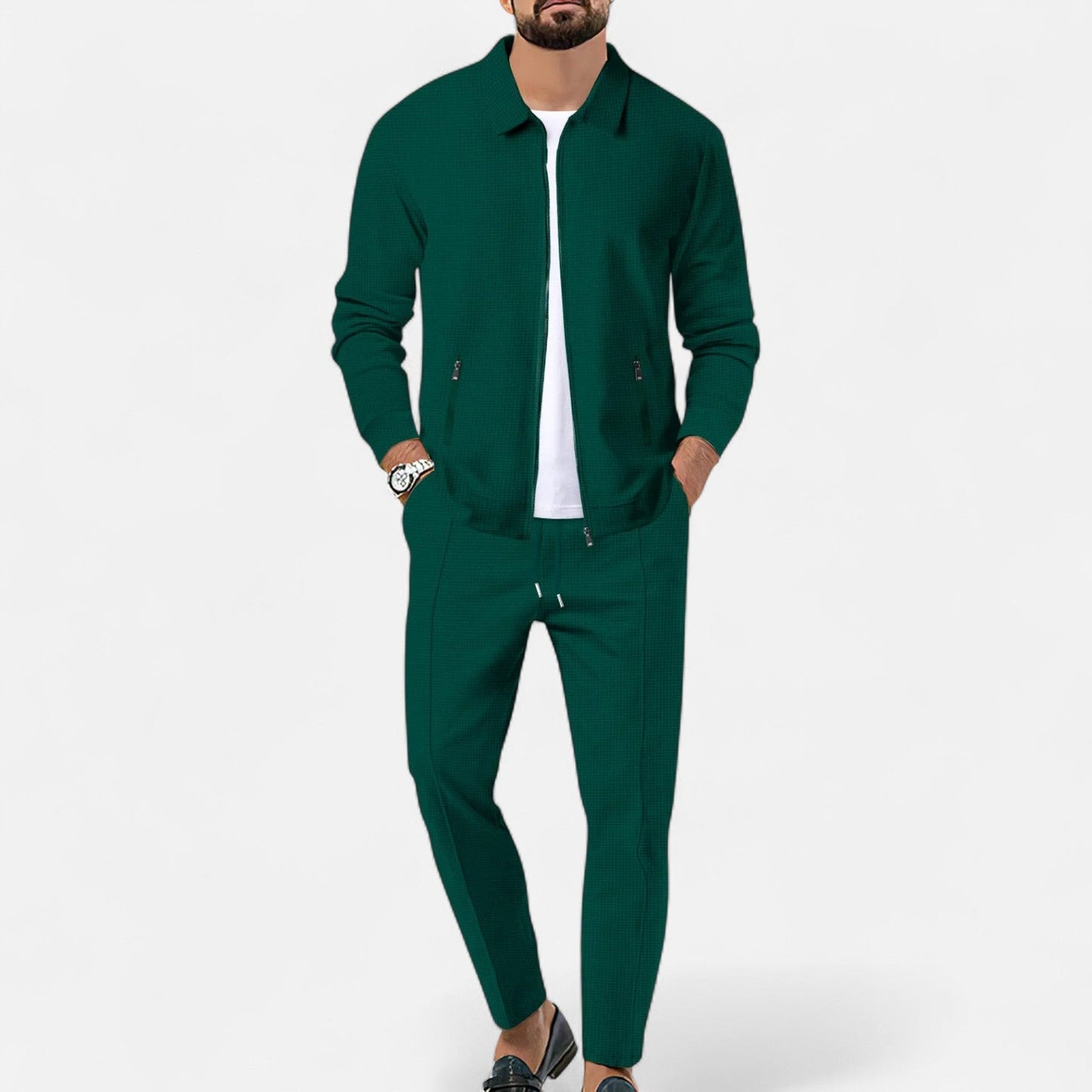 Lorovero | Men’s Long Sleeve Two-Piece Zipper Set – Relaxed Sophistication, All-Season Versatility