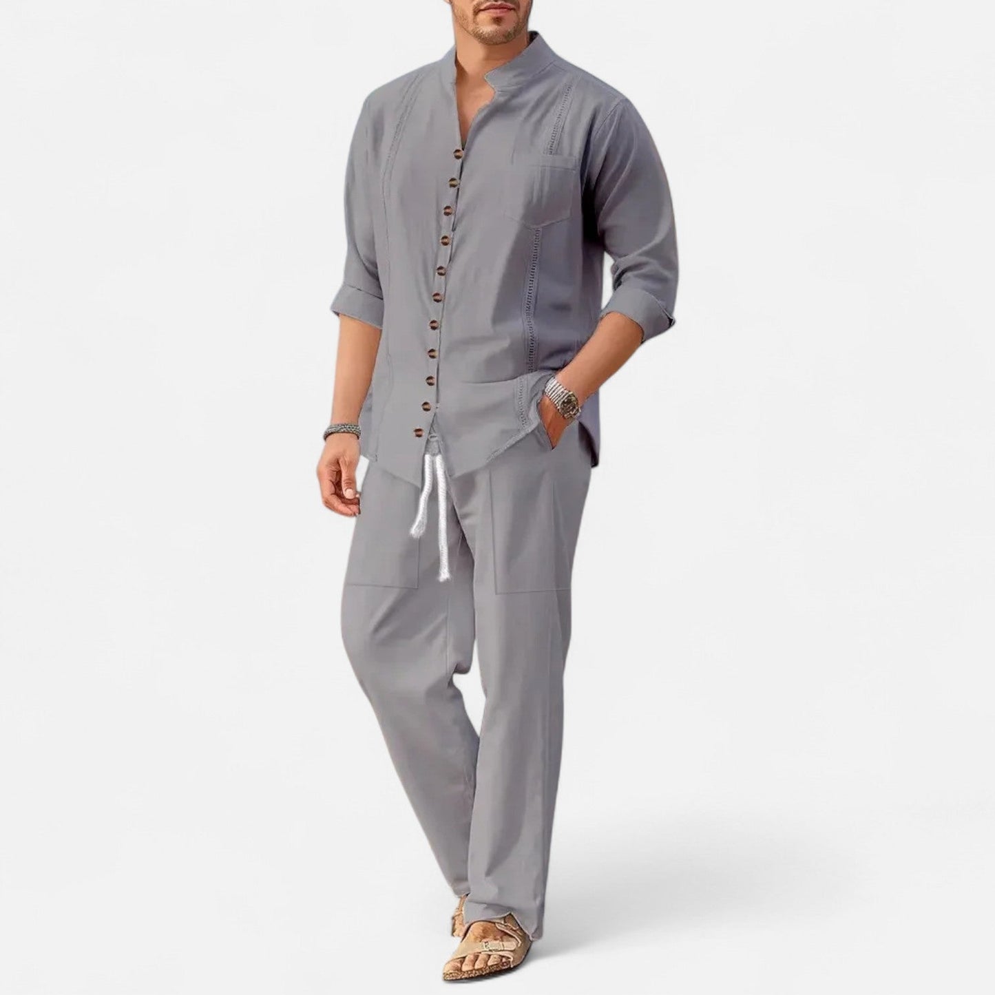 Lorovero | Men’s Long Sleeve Two-Piece Set – Refined Comfort, Effortless Versatility