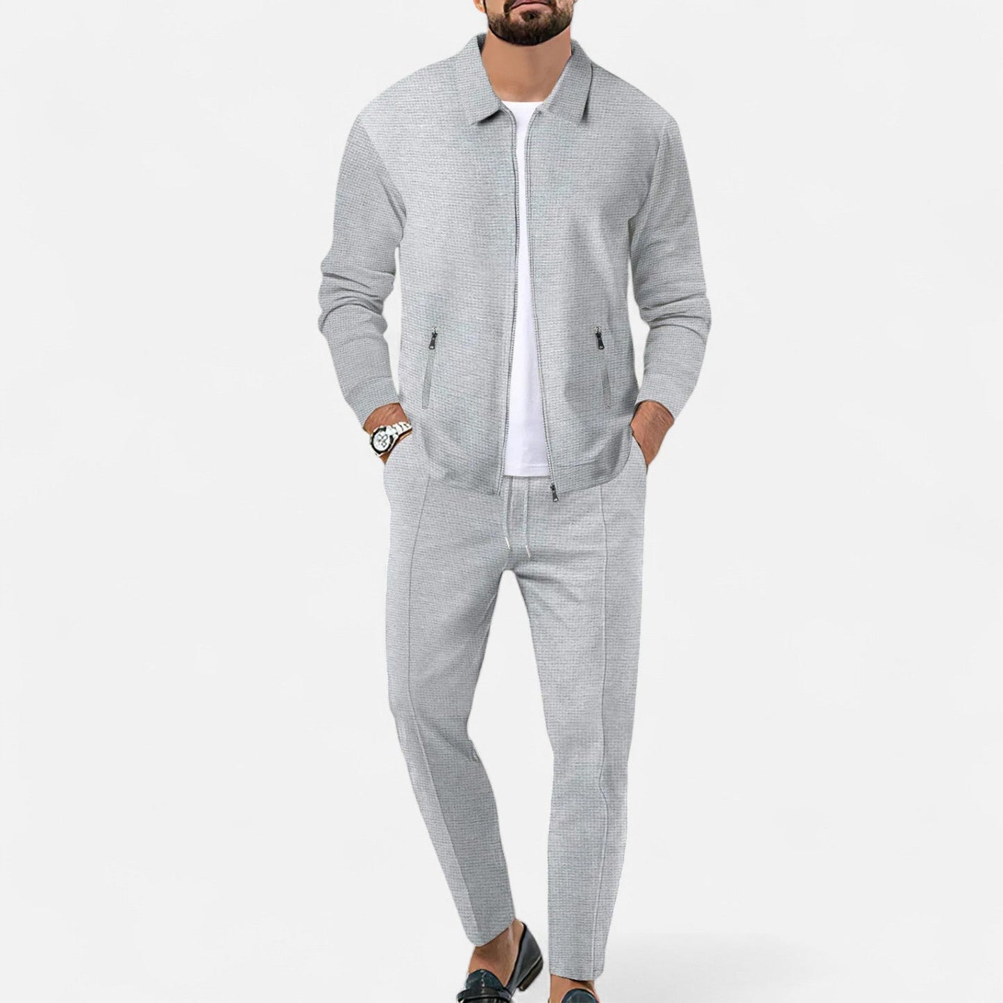 Lorovero | Men’s Long Sleeve Two-Piece Zipper Set – Relaxed Sophistication, All-Season Versatility