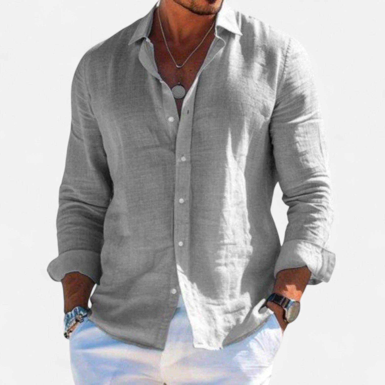Lorovero | Men’s Cotton-Linen Casual Shirt – Effortless Comfort, Timeless Style