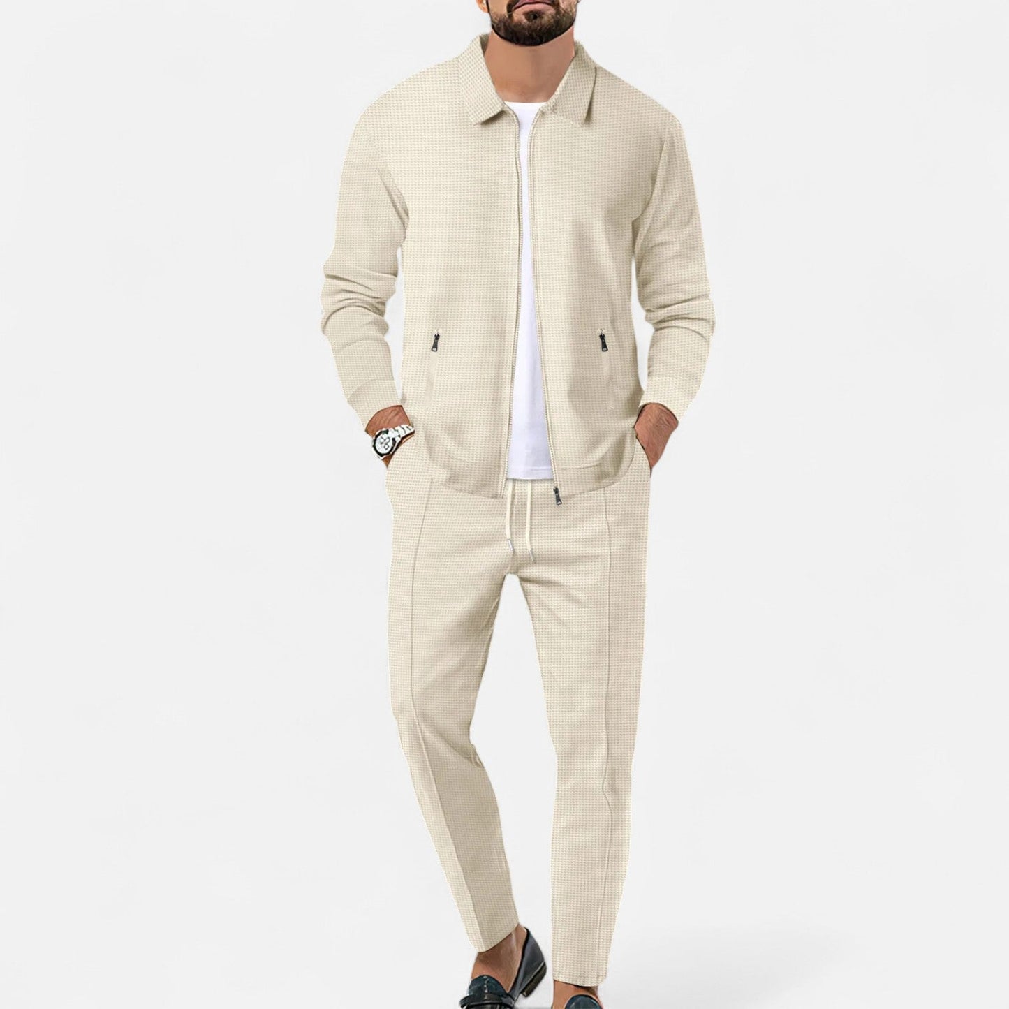 Lorovero | Men’s Long Sleeve Two-Piece Zipper Set – Relaxed Sophistication, All-Season Versatility