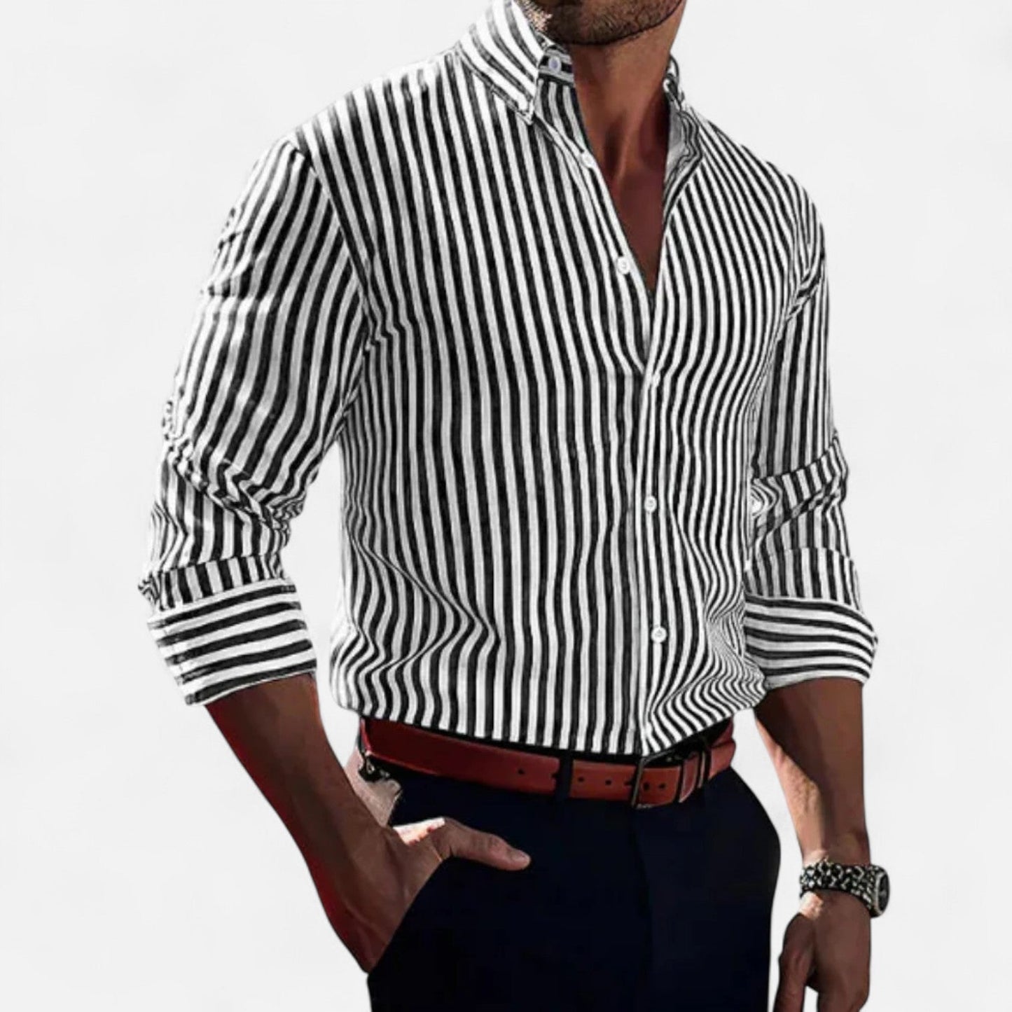Lorovero | Men’s Classic Striped Summer Shirt – Timeless Pattern, Lightweight Comfort