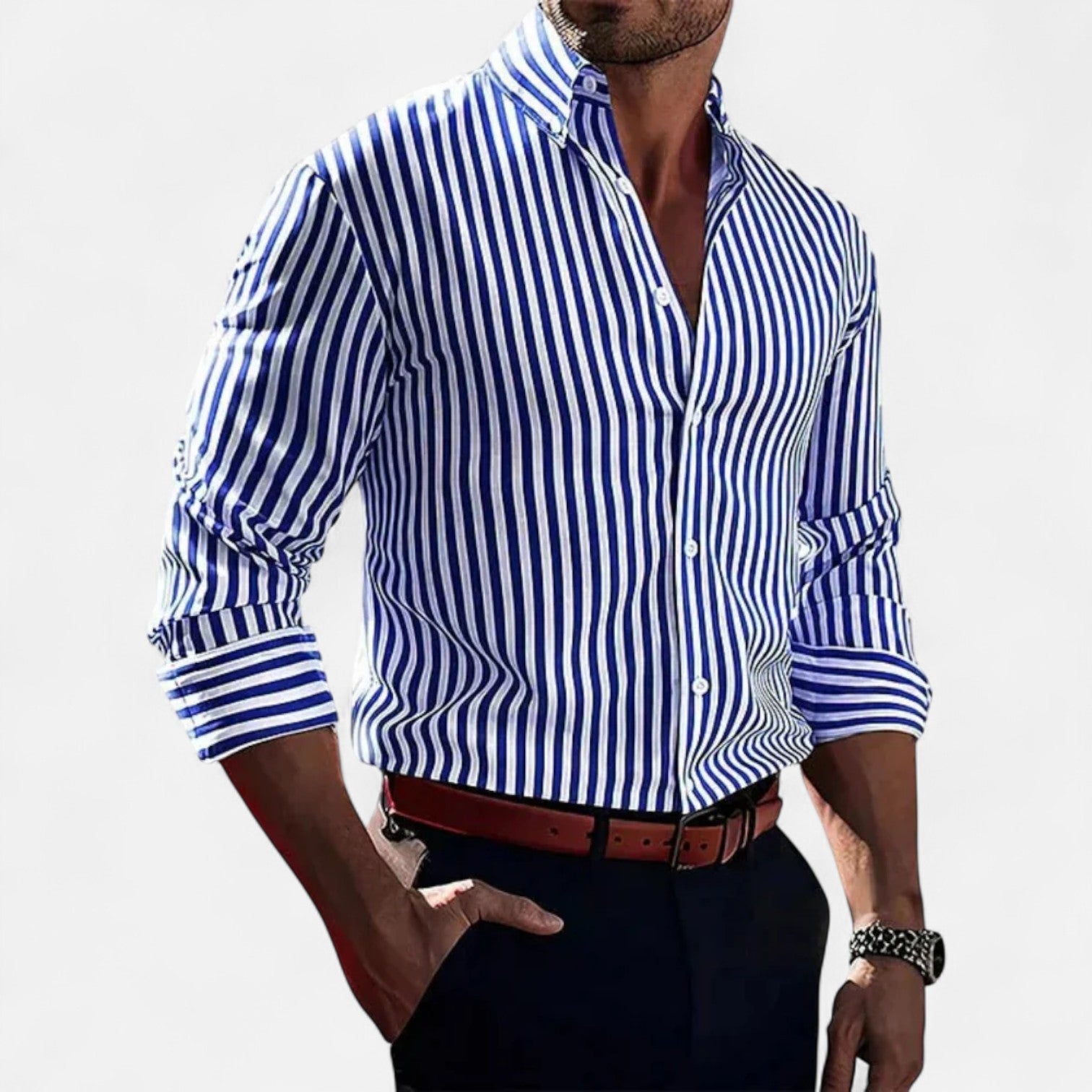 Lorovero | Men’s Classic Striped Summer Shirt – Timeless Pattern, Lightweight Comfort