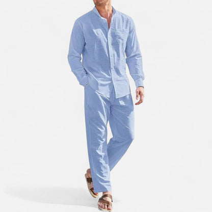 Lorovero | Men’s Long Sleeve Linen Two-Piece Set