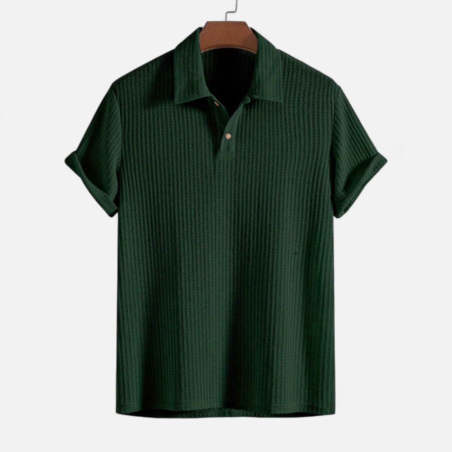 Lorovero Men’s Waffle Knit Polo Shirt – Elevated Texture, Supreme Flexibility