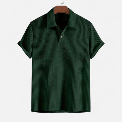 Lorovero Men’s Waffle Knit Polo Shirt – Elevated Texture, Supreme Flexibility