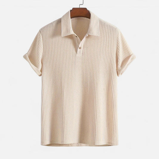 Lorovero Men’s Waffle Knit Polo Shirt – Elevated Texture, Supreme Flexibility