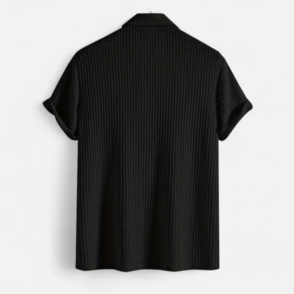 Lorovero Men’s Waffle Knit Polo Shirt – Elevated Texture, Supreme Flexibility