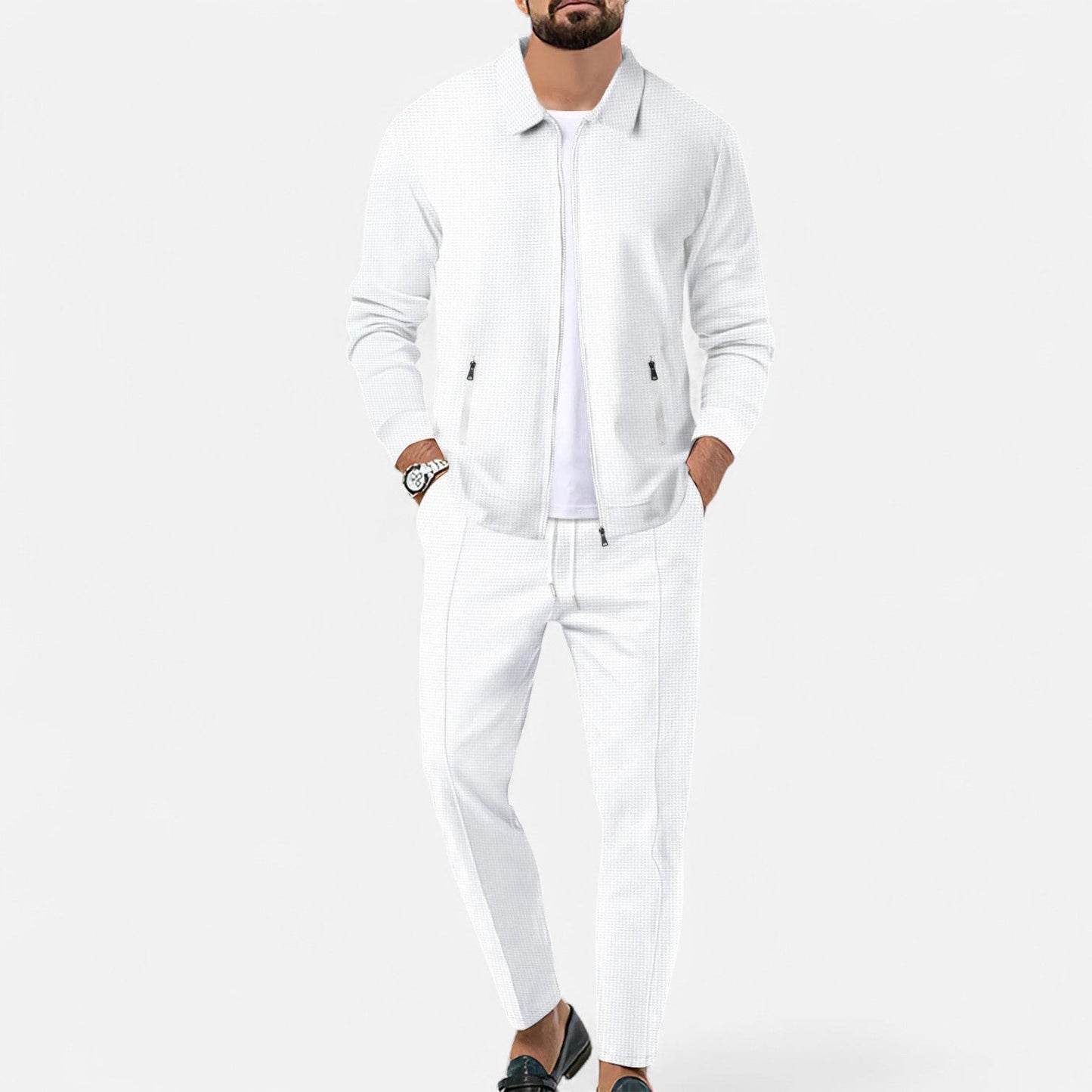Lorovero | Men’s Long Sleeve Two-Piece Zipper Set – Relaxed Sophistication, All-Season Versatility