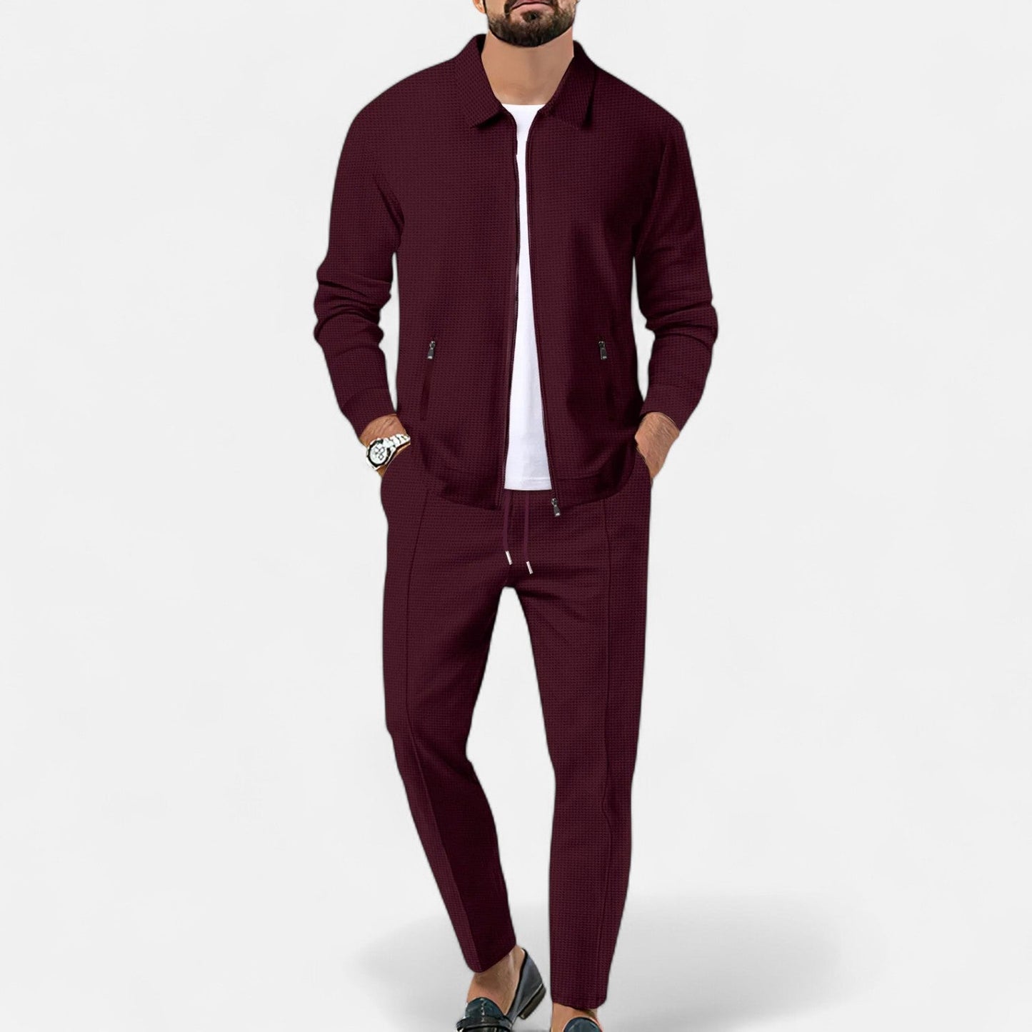 Lorovero | Men’s Long Sleeve Two-Piece Zipper Set – Relaxed Sophistication, All-Season Versatility